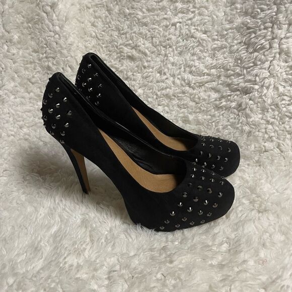 ALDO Michelino Synthetic suede Black studded  Platform  Heels EU R SZ41 US10.5 - Picture 5 of 10
